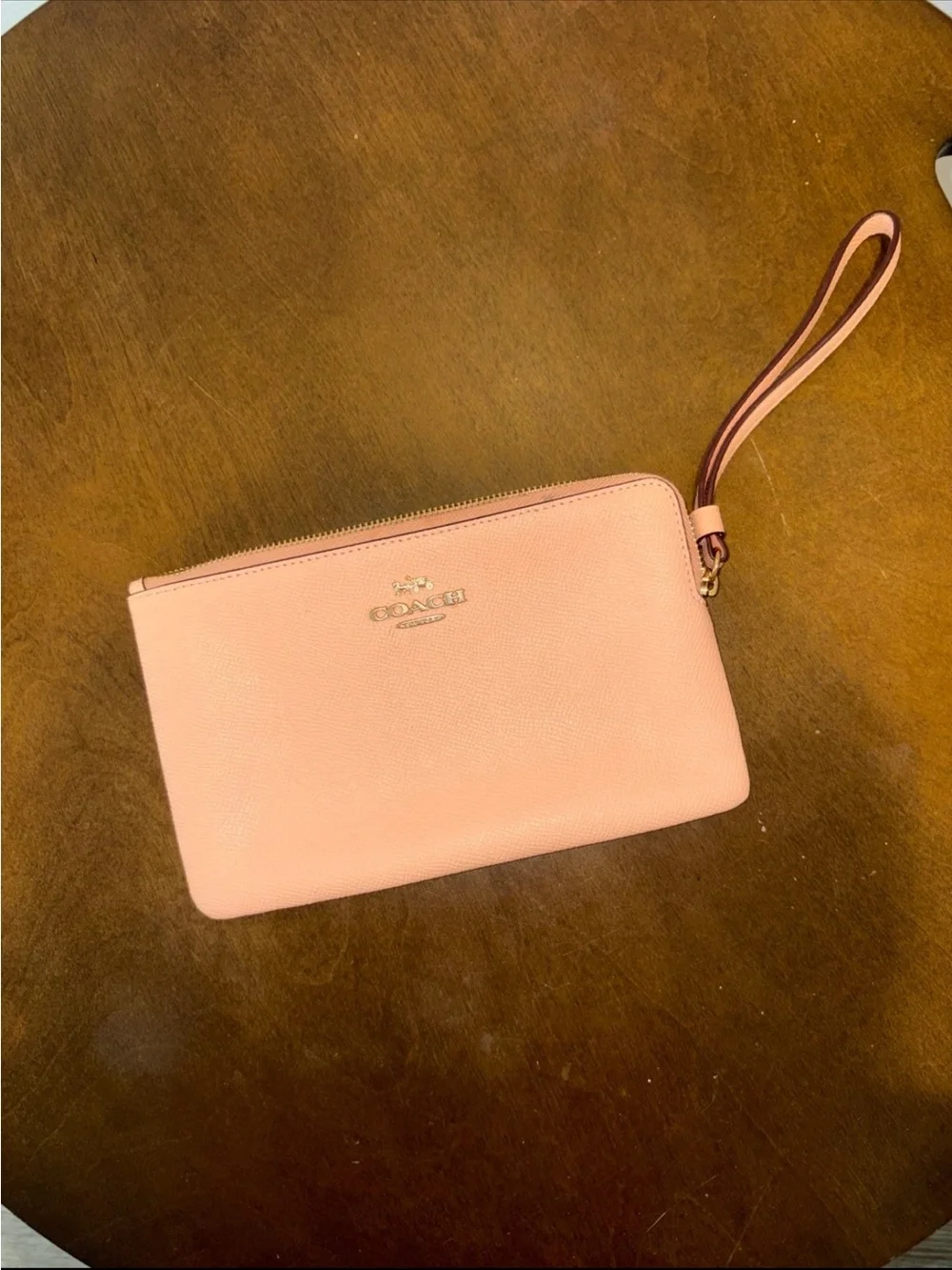 Coach Peach Leather Wristlet